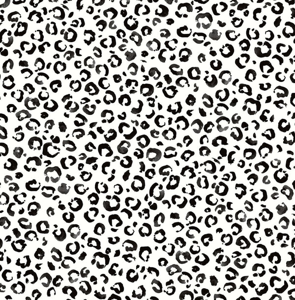 Malibu Ps Classic Leopard Contemporary Animal Print - Black and White | Peel and Stick Removable Wallcovering