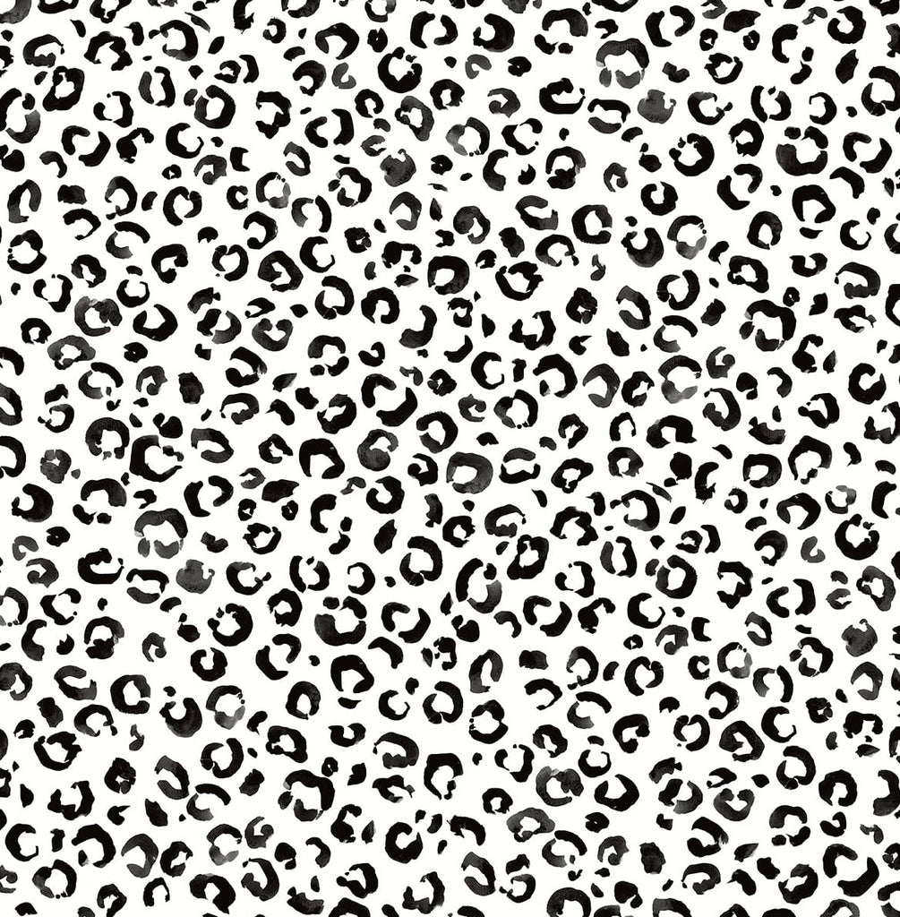 Malibu PS Classic Leopard Contemporary Animal Print - Black and White | Peel and Stick Removable Wallpaper