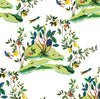 Malibu Citrus Hummingbird Wallpaper - Contemporary Palm Leaf - White | Malibu Wallpaper