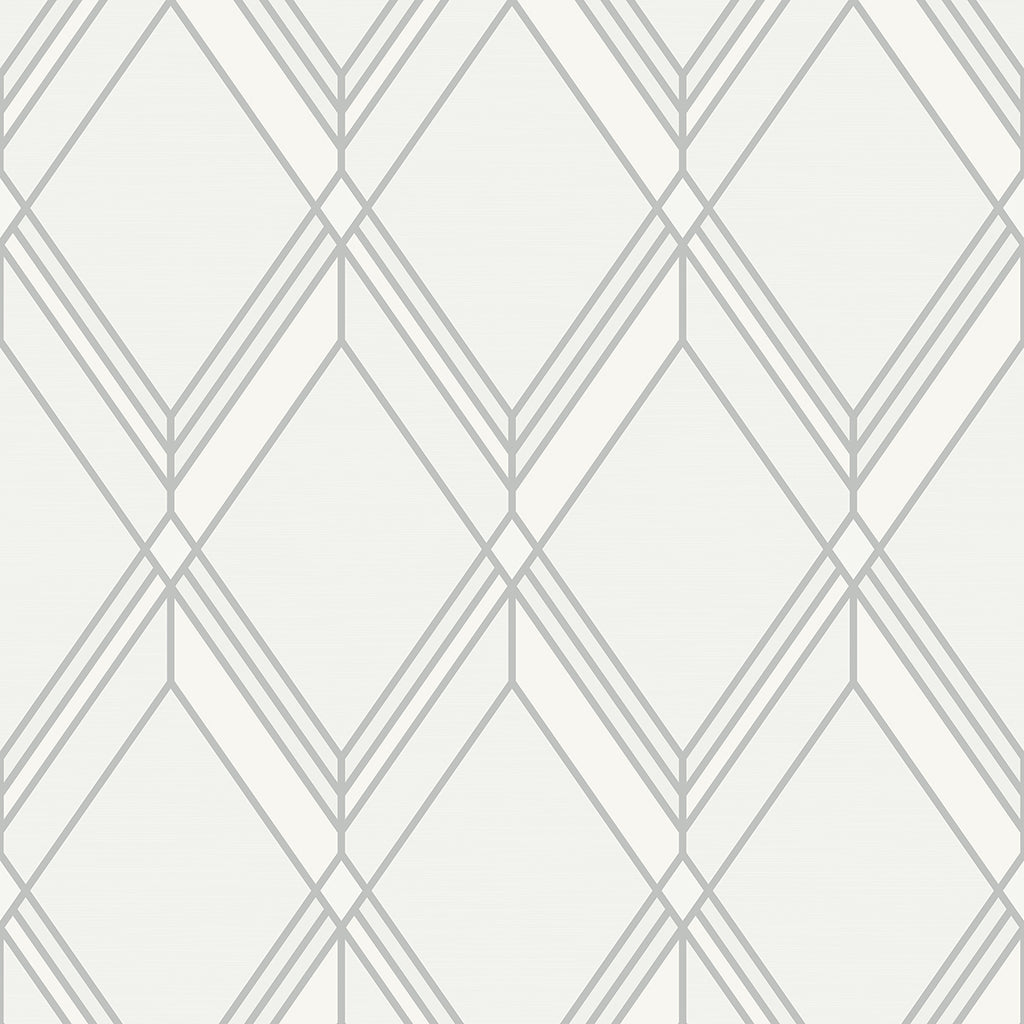 Malibu Brooklyn Diamond Wallpaper - Contemporary Geometric - Metallic Silver | Malibu Wallpaper