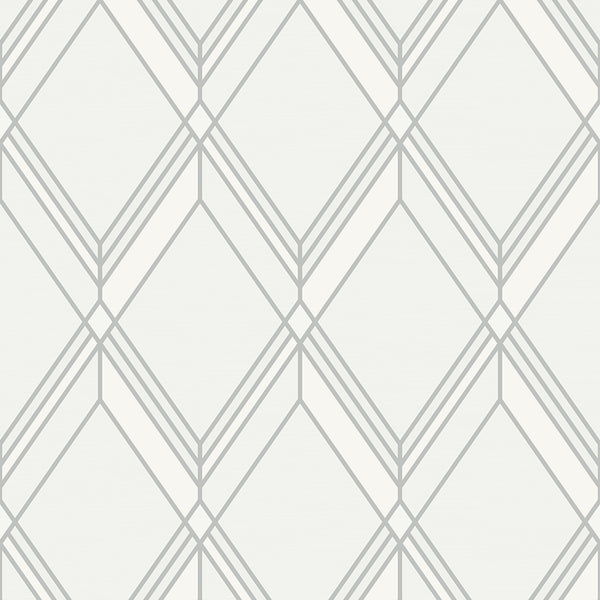 Malibu Brooklyn Diamond Wallpaper - Contemporary Geometric - Metallic Silver | Malibu Wallpaper