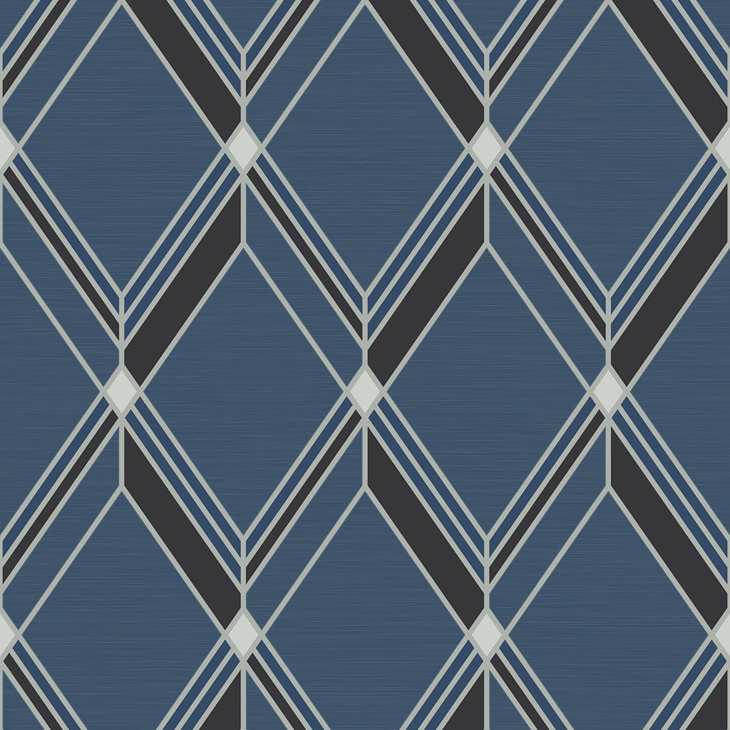 Malibu Brooklyn Diamond Wallpaper - Contemporary Geometric - Blue | Malibu Wallpaper
