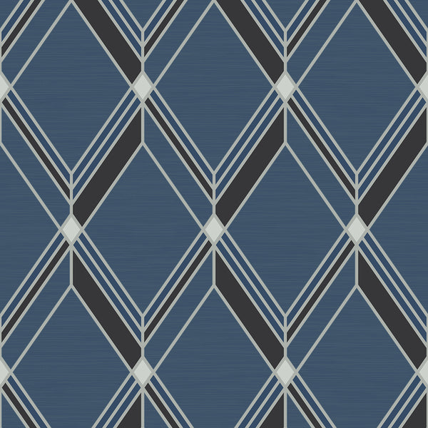 Malibu Brooklyn Diamond Wallpaper - Contemporary Geometric - Blue | Malibu Wallpaper