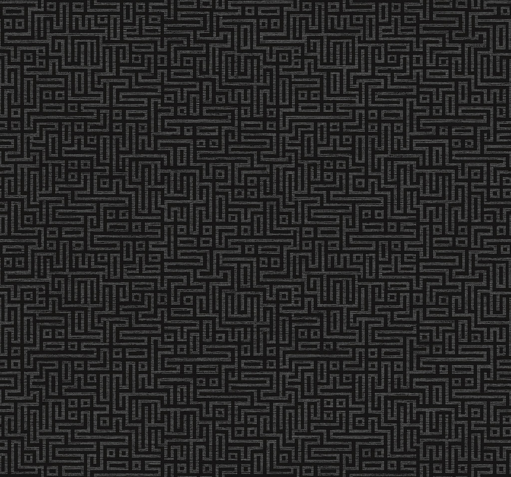 Malibu Rockefellar Maze Wallpaper - Contemporary Geometric - Onyx | Malibu Wallpaper