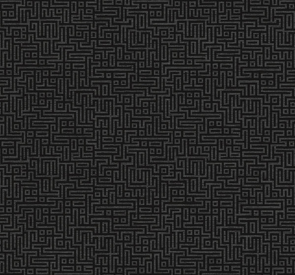 Malibu Rockefellar Maze Wallpaper - Contemporary Geometric - Onyx | Malibu Wallpaper