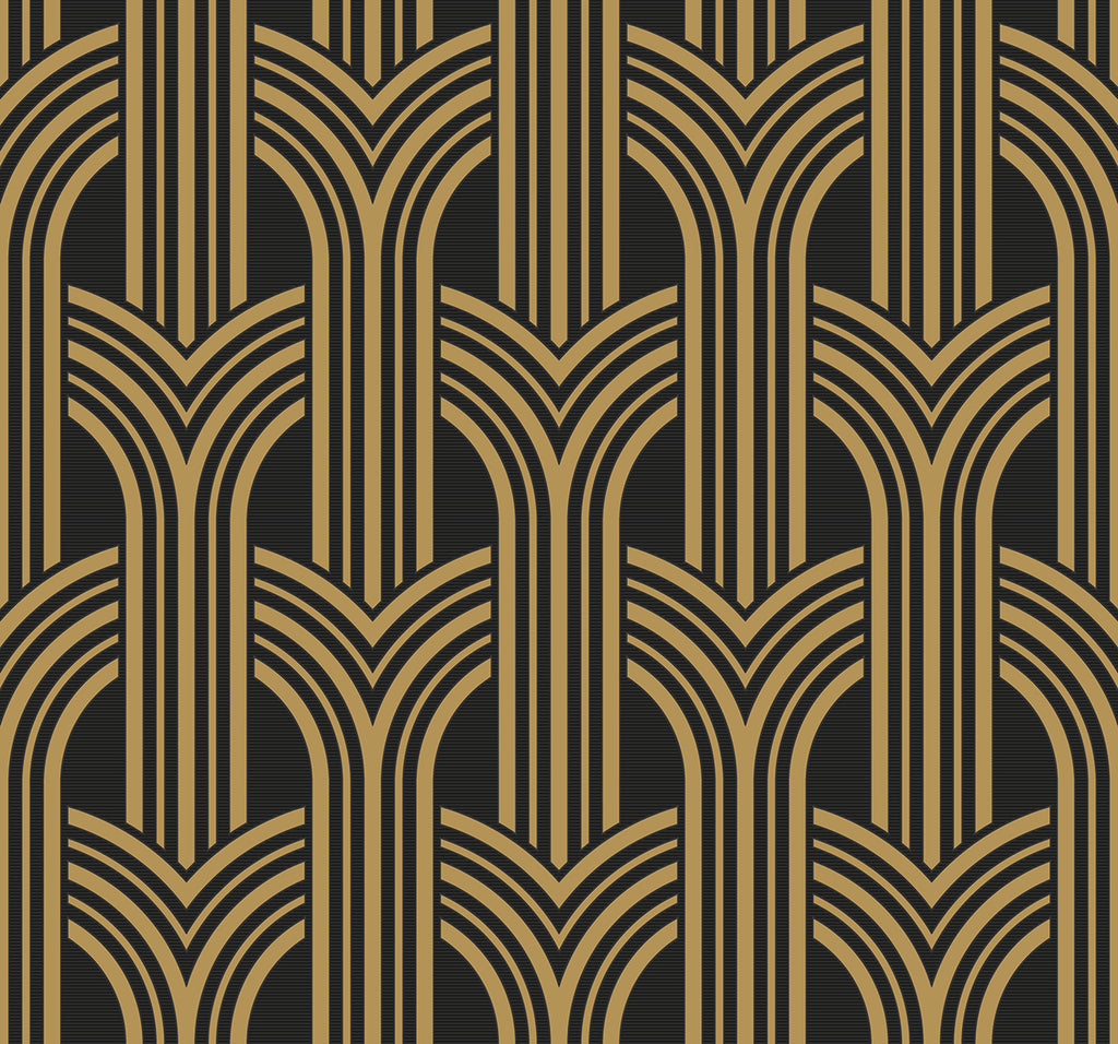 Malibu Broadway Arches Wallpaper - Contemporary Geometric - Antique Gold | Malibu Wallpaper