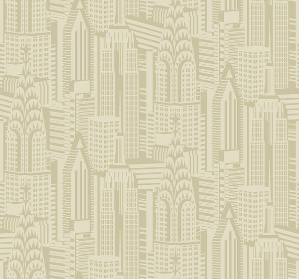 Malibu Manhattan Skyline Wallpaper - Contemporary Abstract - Aurum | Malibu Wallpaper
