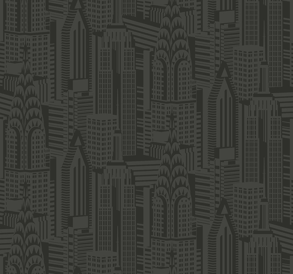 Malibu Manhattan Skyline Wallpaper - Contemporary Abstract - Midnight | Malibu Wallpaper