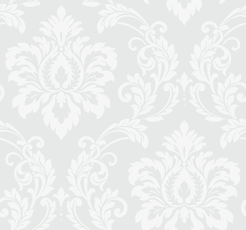 Malibu Deco Damask Wallpaper - Contemporary Damask - Frosty | Malibu Wallpaper