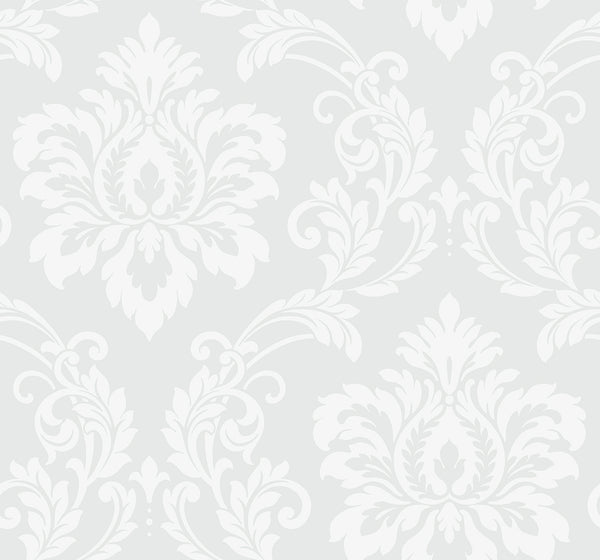 Malibu Deco Damask Wallpaper - Contemporary Damask - Frosty | Malibu Wallpaper