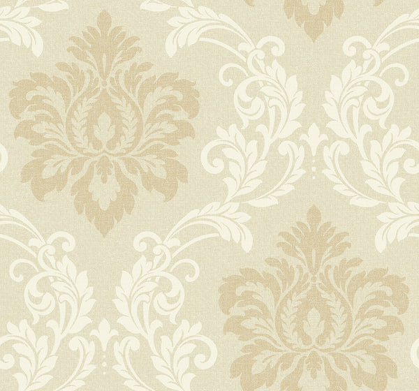 Malibu Deco Damask Wallpaper - Contemporary Damask - Linen | Malibu Wallpaper