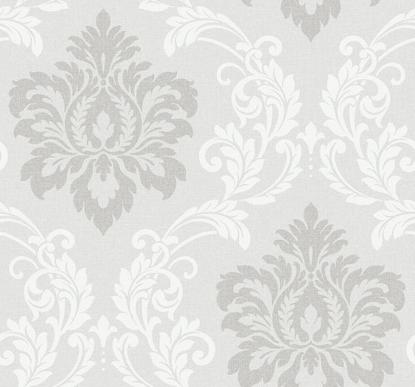 Malibu Deco Damask Wallpaper - Contemporary Damask - Cool Mist | Malibu Wallpaper