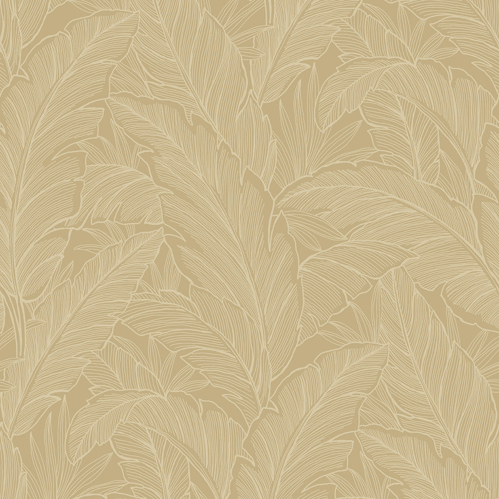 Malibu Deco Banana Leaf Wallpaper - Contemporary Botanical - Old Gold | Malibu Wallpaper