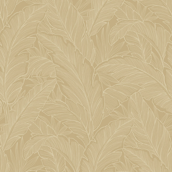 Malibu Deco Banana Leaf Wallpaper - Contemporary Botanical - Old Gold | Malibu Wallpaper