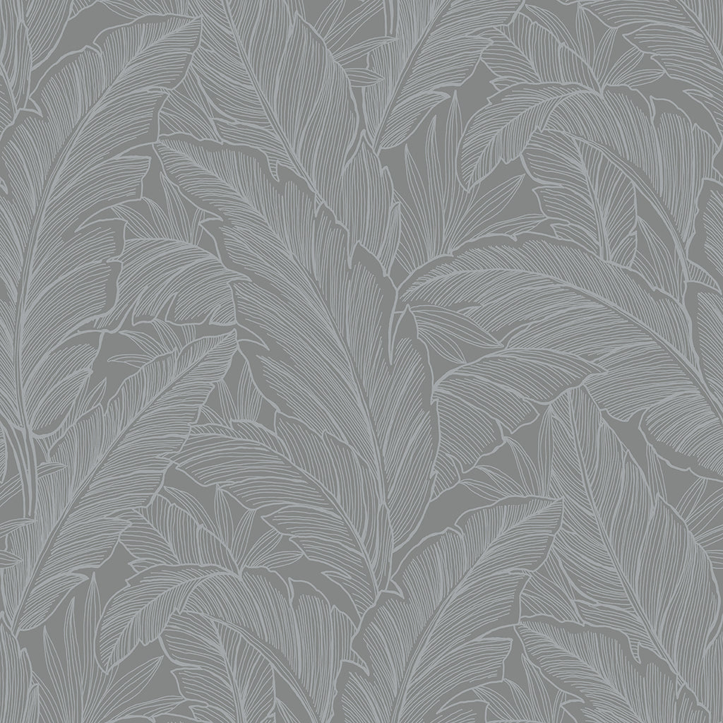 Malibu Deco Banana Leaf Wallpaper - Contemporary Botanical - Slate | Malibu Wallpaper