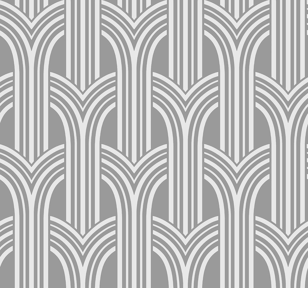 Malibu Deco Arches Wallpaper - Contemporary Geometric - Metallic Silver | Malibu Wallpaper