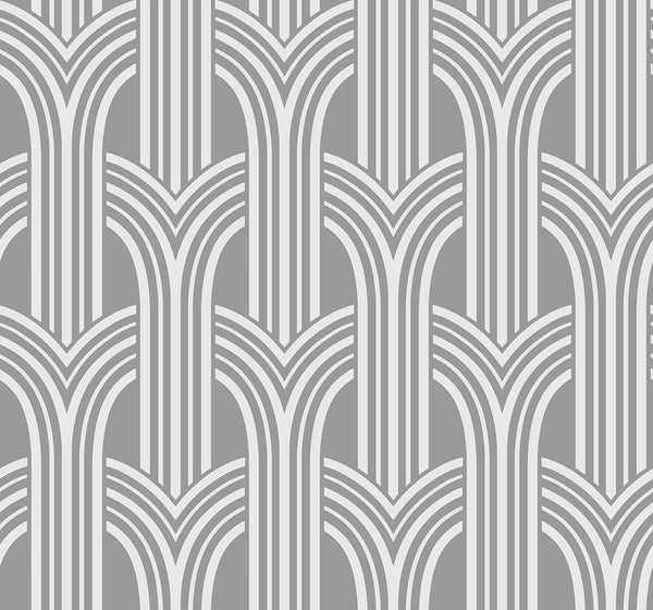 Malibu Deco Arches Wallpaper - Contemporary Geometric - Metallic Silver | Malibu Wallpaper