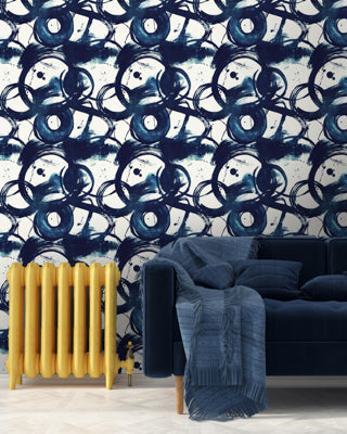 Denim Spirit - White, Indigo Wallcovering | Mind the Gap