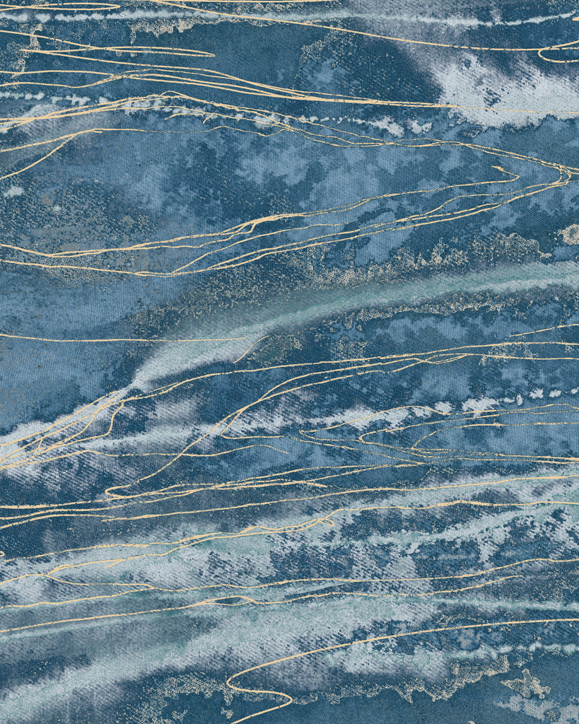 Rome Aglow Indigo Sea Wallcovering | Phillipe Romano