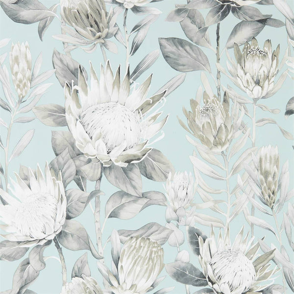 King Protea Aqua/Linen | Sanderson