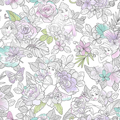 Disney Princess Royal Floral Wallpaper | Jeffrey Stevens
