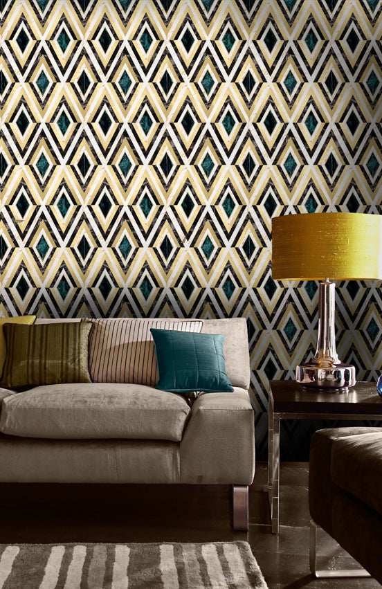 Diamonds in Brass - Metallic Edition Wallcovering | Mind the Gap