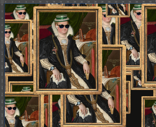 Royal Lady Frames Gold Mural Pop Art | Architectural Wallcoverings