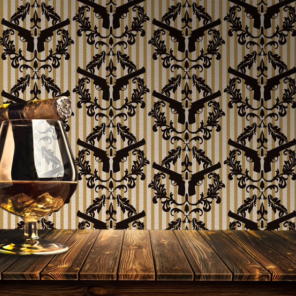 Thug Stripe - Orange Gun Wallcovering Traditional | Architectural Wallcoverings