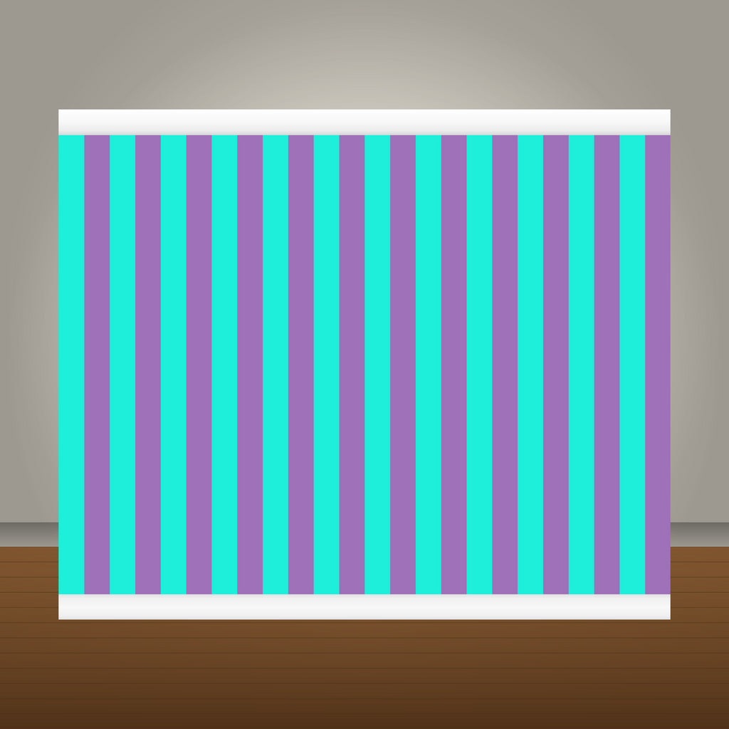 Vivid Turquoise & Orchid Purple Stripe Wallcovering | DW Bespoke Studios - Room Setting