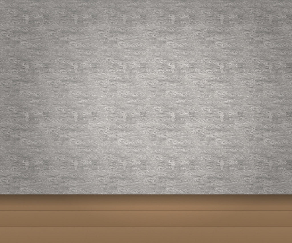 Pale Silver Grey & Light Grey Textile with Lace Wallcovering | DW Bespoke Studios - Room Setting