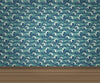 Teal Blue & Seafoam Green Wave with Birds Wallcovering | DW Bespoke Studios - Room Setting