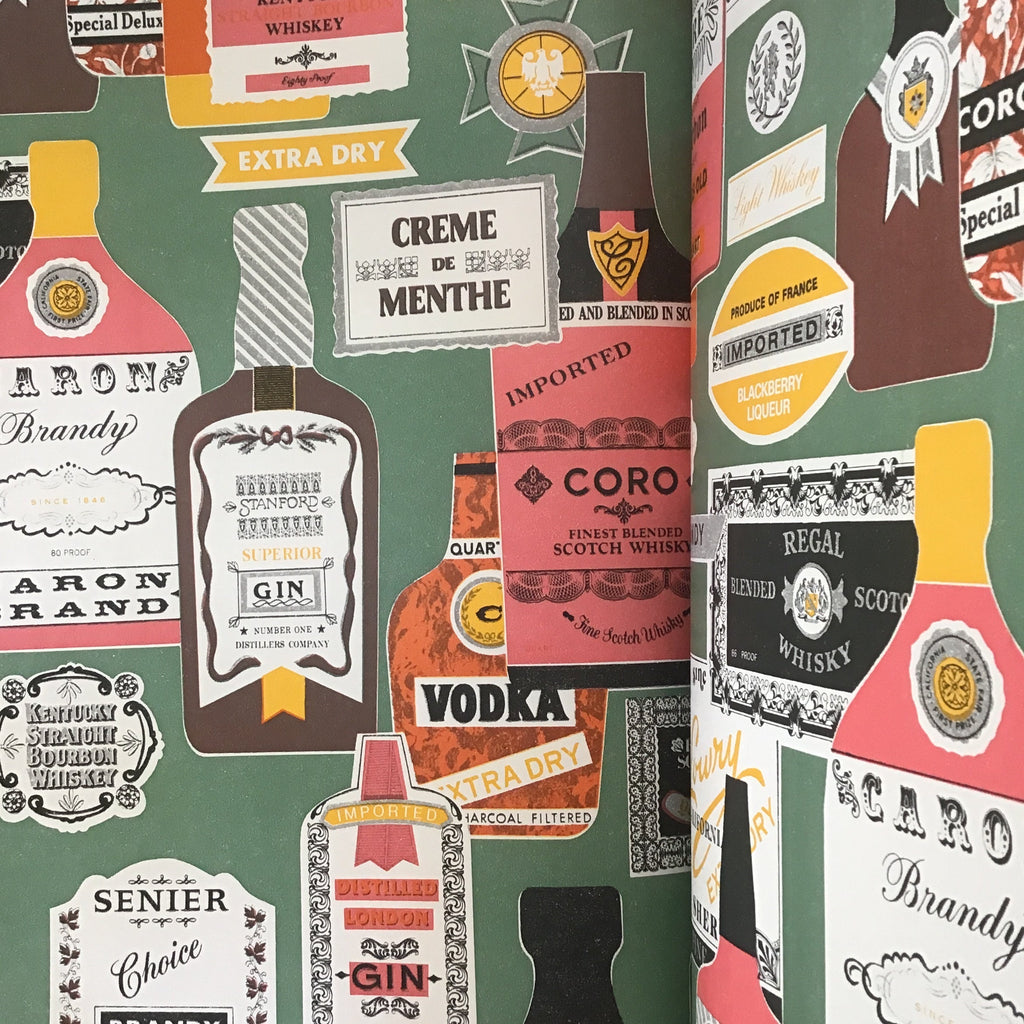 Bailey Bottles of Booze 1970's Wallcoverings Wallcovering | DW Bespoke Studios