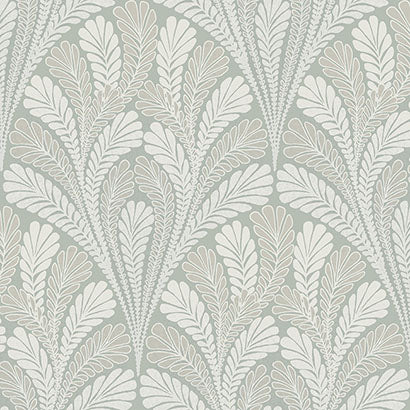 Monaco Ivory Light Blue-Gray Wallcovering | Jeffrey Stevens