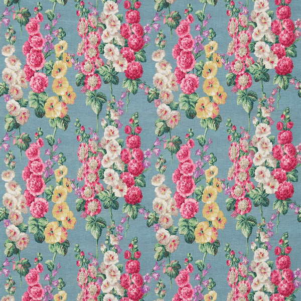 Hollyhocks Petrol Blue/Multi | Sanderson