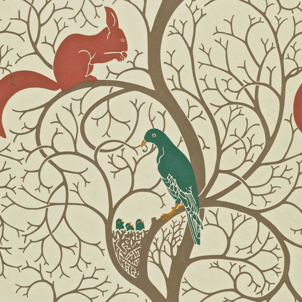 Squirrel &Amp; Dove & Dove Teal/Red | Sanderson