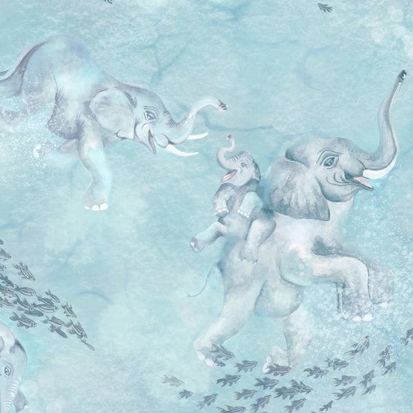 Elephant Breaststroke Ocean Wallcovering | Brand McKenzie