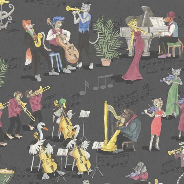 Instrumental Charcoal Wallcovering | Brand McKenzie