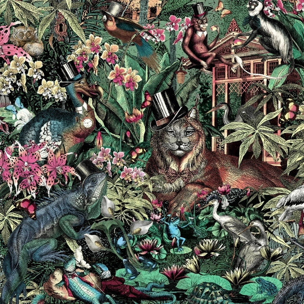 Jungle Life Cerise & Turquoise Wallcovering | Brand McKenzie