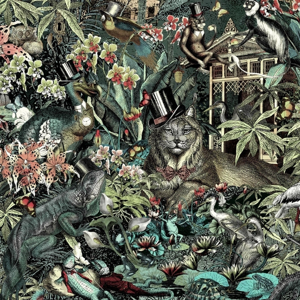 Jungle Life Aquamarine & Coral Wallcovering | Brand McKenzie