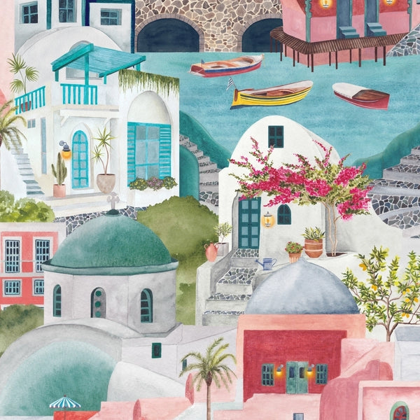The Mediterranean Cherry Aqua Wallcovering | Brand McKenzie