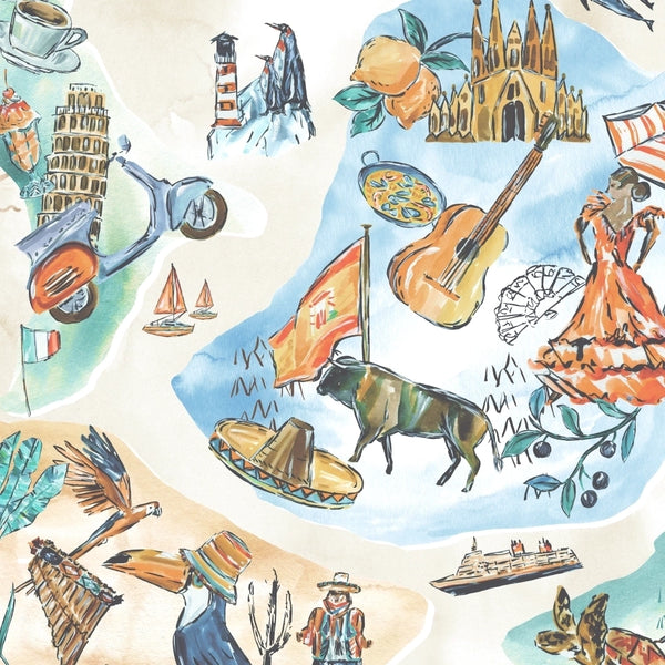 Travel Map Earth Wallcovering | Brand McKenzie