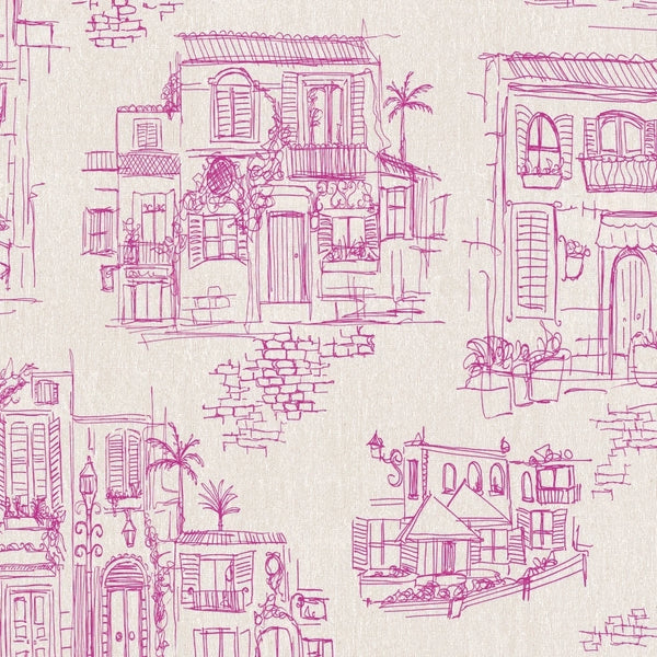 Charming Lanes Fuchsia Wallcovering | Brand McKenzie