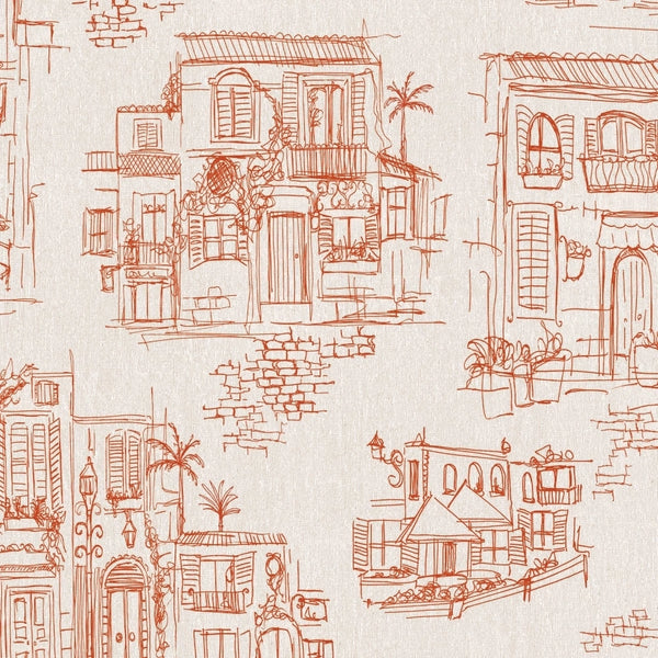 Charming Lanes Pumpkin Wallcovering | Brand McKenzie