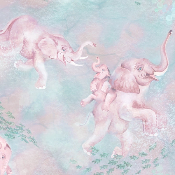 Elephant Breaststroke Peppermint Pink Wallcovering | Brand McKenzie