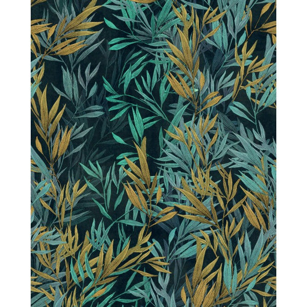 Freshwater Grass Wallcovering| Mind the Gap | Blue, Green, Ochre, Turquoise