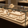 Jewelry display case in DWCC-103600-Per Yard Wallcovering with Backing