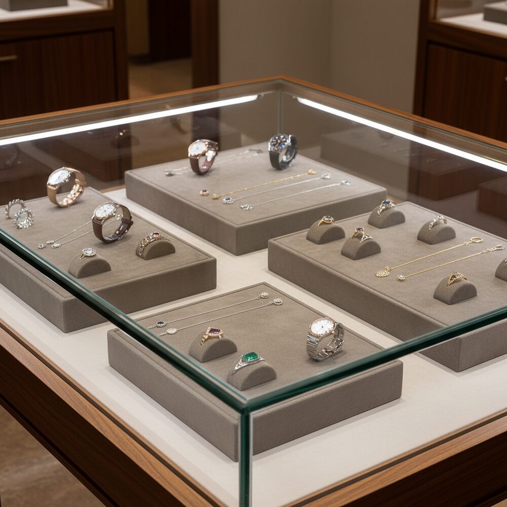 Jewelry display case in DWCC-106000-Per Yard Wallcovering with Backing