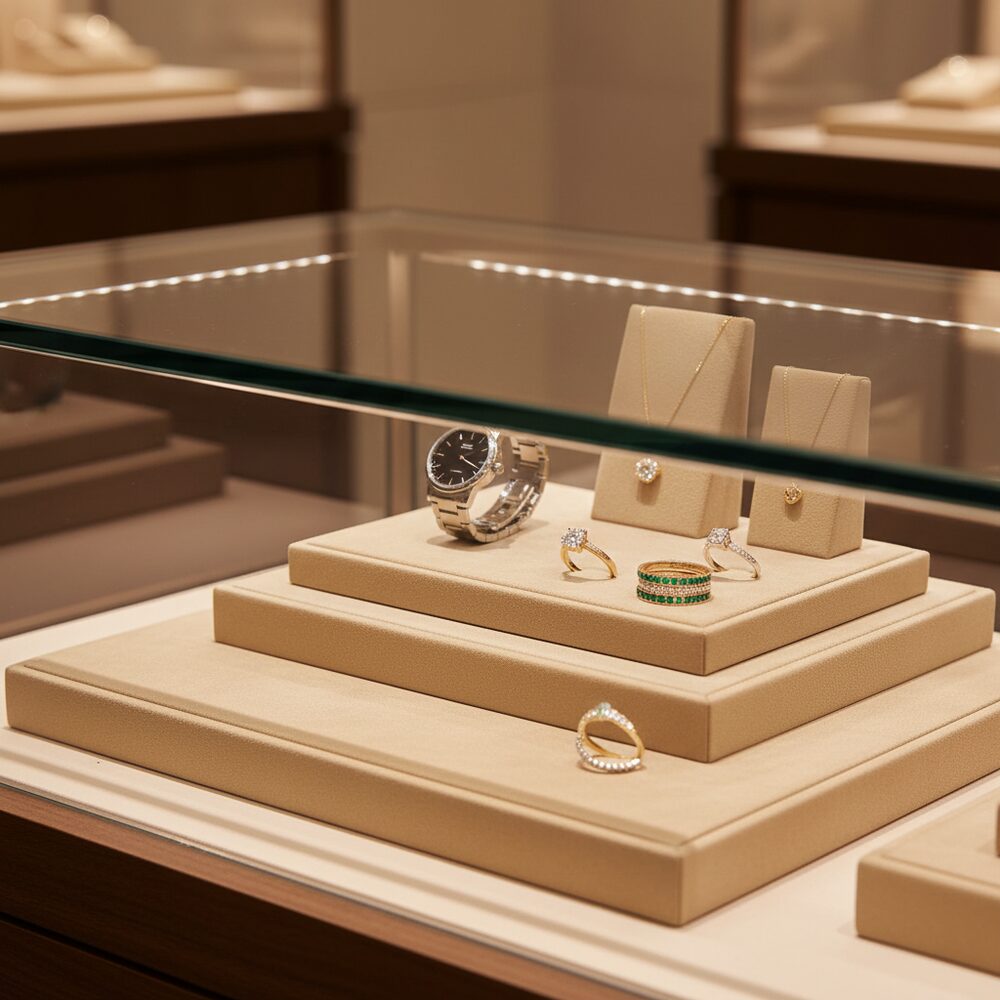 Jewelry display case in DWCC-107600-Per Yard Wallcovering with Backing