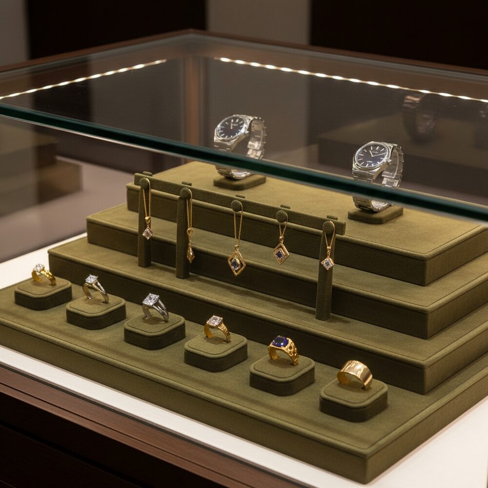 Jewelry display case in DWCC-108800-Per Yard Wallcovering with Backing
