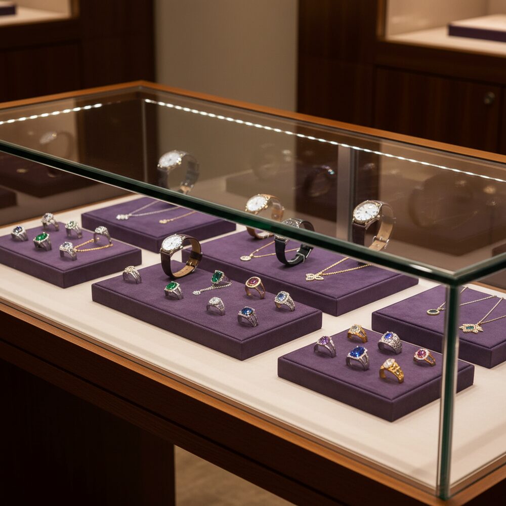 Jewelry display case in DWCC-111000-Per Yard Wallcovering with Backing